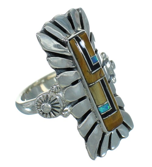 Sterling Silver Multicolor Southwestern Ring Size 7-3/4 YX75275