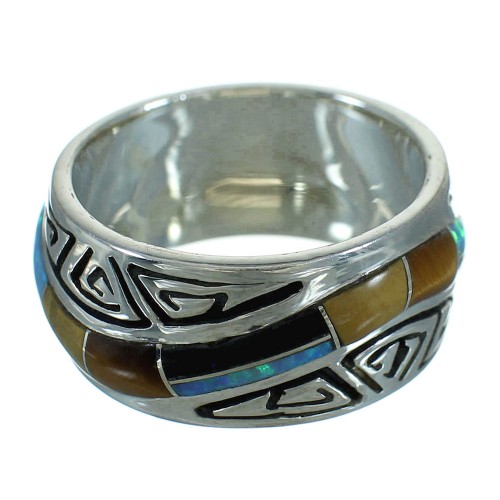 Water Wave Multicolor Sterling Silver Ring Size 5-1/2 YX75370