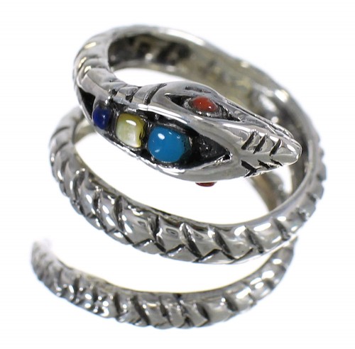 Multicolor Southwest Silver Snake Ring Size 6-1/2 QX76236