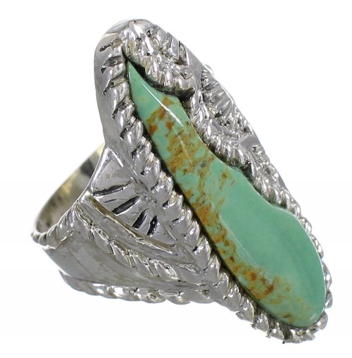 Turquoise Southwestern Genuine Sterling Silver Ring Size 8-3/4 QX74908