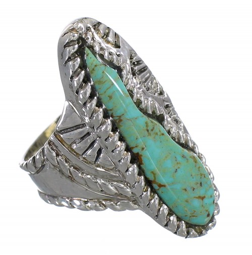 Genuine Sterling Silver Southwest Turquoise Jewelry Ring Size 7-3/4 QX74918
