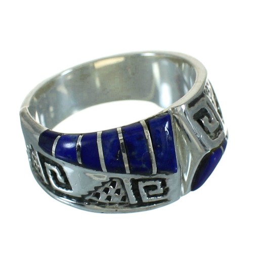 Silver Southwestern Lapis Water Wave Ring Size 8-3/4 QX81612
