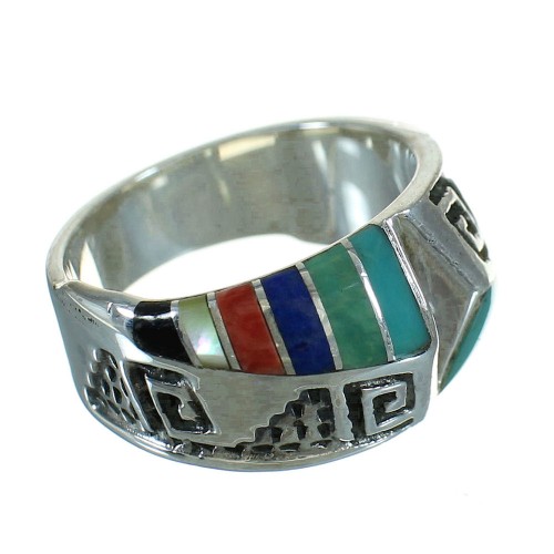 Multicolor Silver Southwest Water Wave Ring Size 6-1/2 QX81628