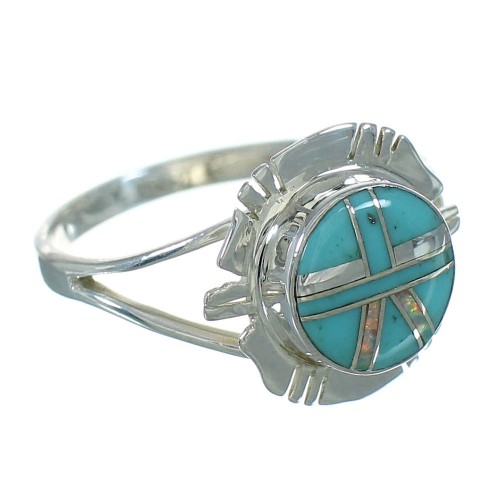 Southwest Turquoise Opal Sterling Silver Ring Size 5-1/2 YX71206