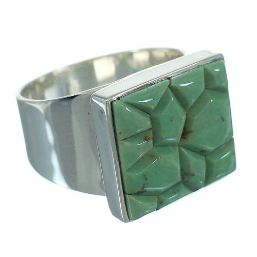 Sterling Silver Turquoise Inlay Ring Size 8-3/4 QX69104