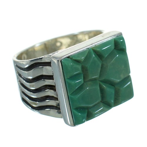 Sterling Silver Turquoise Inlay Ring Size 4-3/4 QX69125