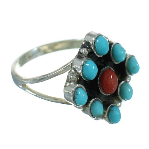 Turquoise Coral Southwest Silver Ring Size 4-3/4 QX73673