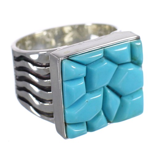 Genuine Sterling Silver And Turquoise Southwestern Ring Size 8-3/4 YX68719