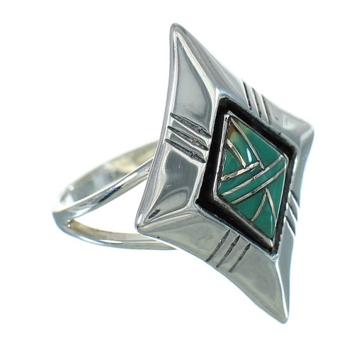 Turquoise Inlay Southwest Sterling Silver Ring Size 4-1/2 WX80067