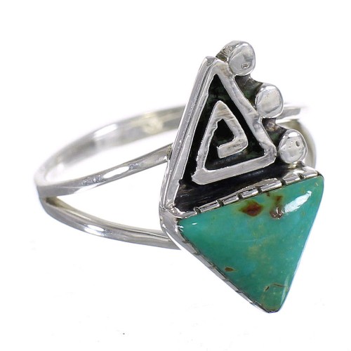 Silver Southwest Turquoise Water Wave Ring Size 6-1/2 QX80785