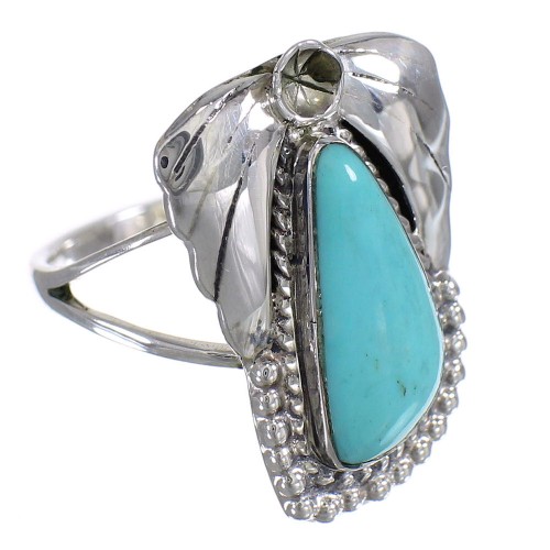 Southwestern Sterling Silver Turquoise Ring Size 5-1/2 QX71821