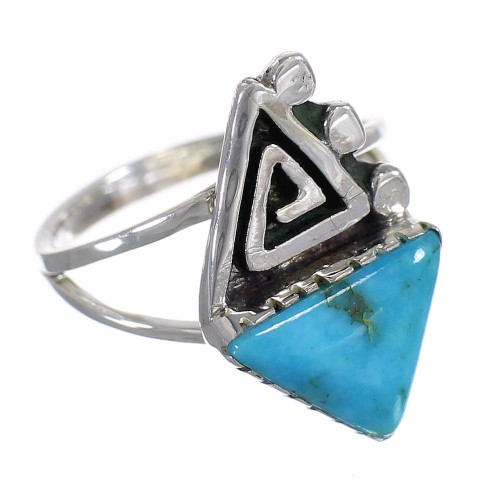 Sterling Silver Southwest Water Wave Turquoise Ring Size 5 QX71854