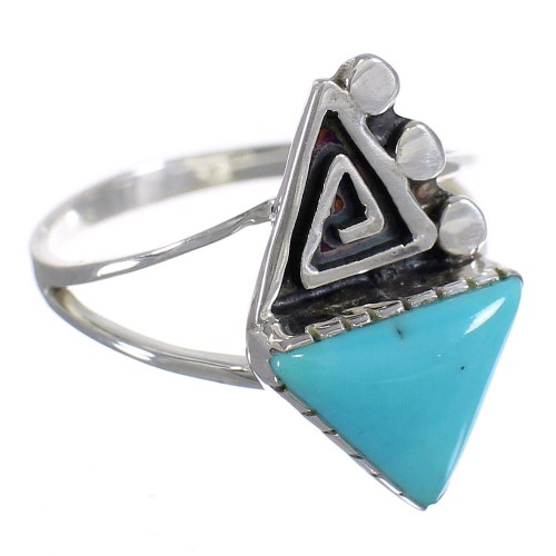 Authentic Sterling Silver Southwestern Water Wave Turquoise Ring Size 4-1/2 QX71857