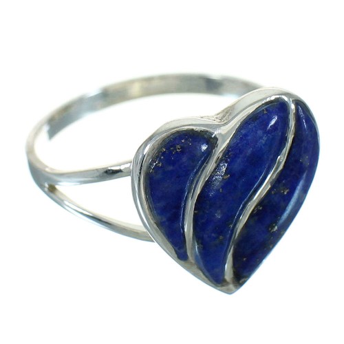 Lapis Genuine Sterling Silver Heart Ring Size 6 RX82213