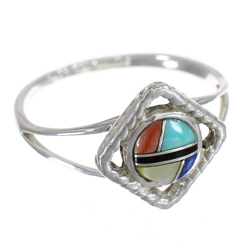 Southwestern Multicolor Silver Ring Size 5-1/4 YX70997