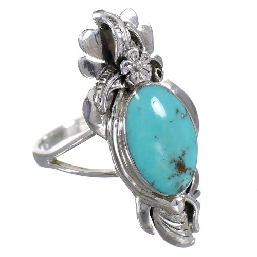 Sterling Silver Turquoise Southwest Flower Ring Size 8-1/4 YX79883