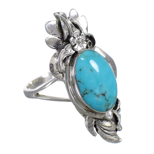 Sterling Silver And Turquoise Southwest Flower Ring Size 5-1/2 YX79888