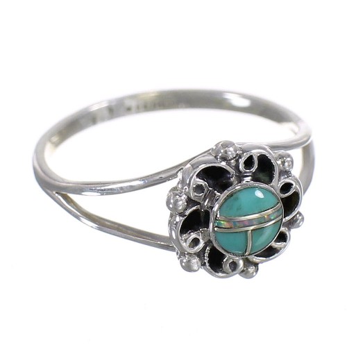 Turquoise Opal Inlay Sterling Silver Ring Size 6-1/2 RX83274