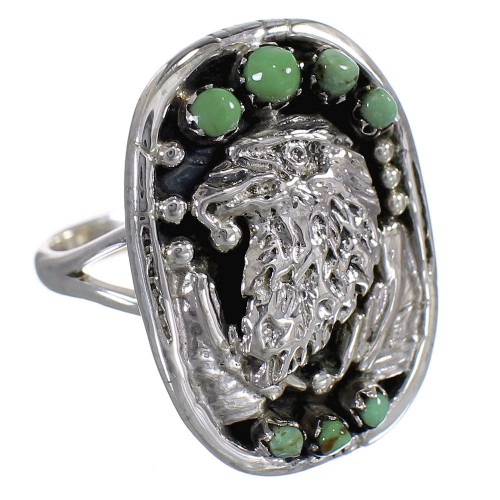 Southwest Turquoise Sterling Silver Eagle Ring Size 6 RX80432