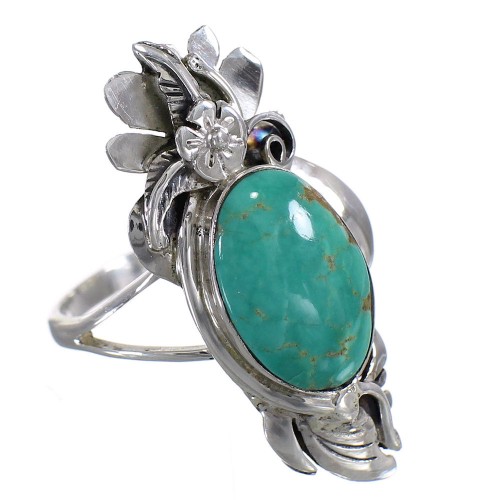 Turquoise And Silver Southwest Flower Ring Size 8 YX73688