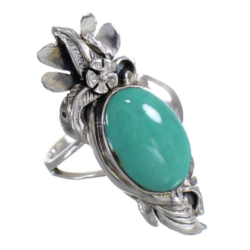 Silver And Turquoise Southwest Flower Ring Size 4-1/2 YX73703