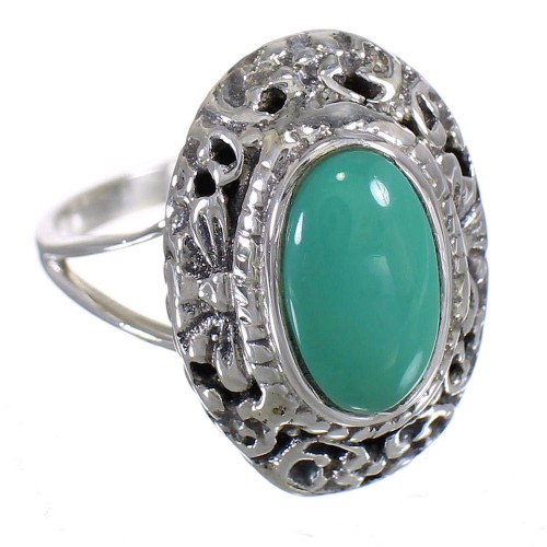 Genuine Sterling Silver And Turquoise Ring Size 5-1/4 YX73792