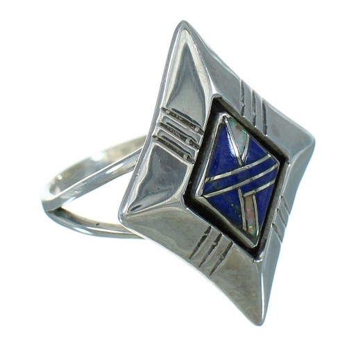 Silver Southwestern Lapis Opal Ring Size 4-3/4 QX80155