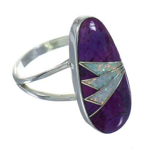 Magenta Turquoise Opal Silver Southwest Ring Size 5-1/2 YX81961