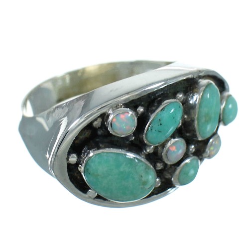 Genuine Sterling Silver Opal And Turquoise Southwestern Ring Size 7-3/4 YX68906