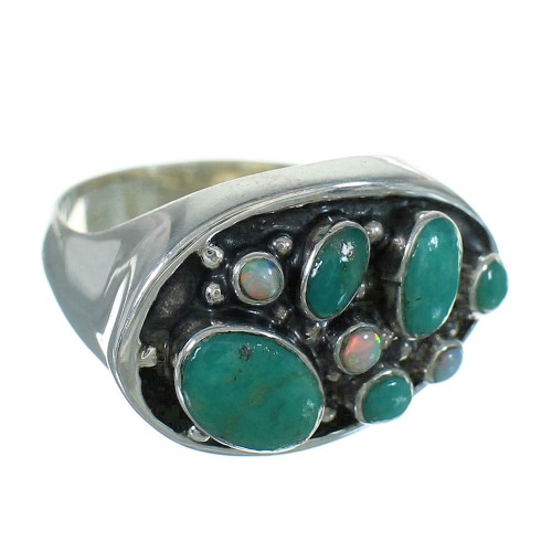 Authentic Sterling Silver Opal And Turquoise Southwest Jewelry Ring Size 6-1/2 YX68923