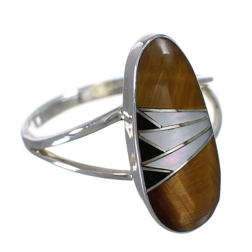 Multicolor Inlay Sterling Silver Ring Size 7-1/4 YX73668