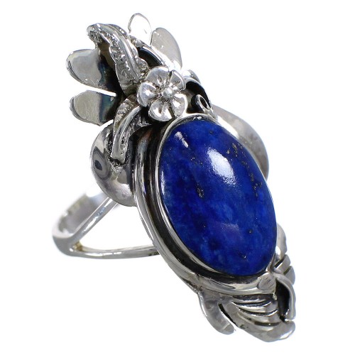 Southwest Lapis Silver Flower Ring Size 4-1/2 AX80187