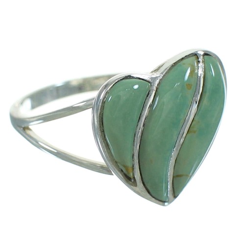 Genuine Sterling Silver And Turquoise Heart Southwest Ring Size 5-1/4 YX69571