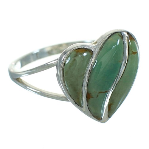 Silver And Turquoise Heart Southwestern Ring Size 7-1/4 YX69578