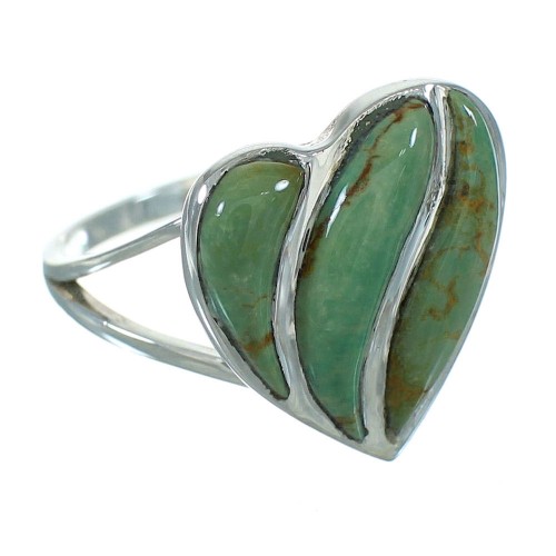 Turquoise And Sterling Silver Heart Southwest Ring Size 4-1/2 YX69582