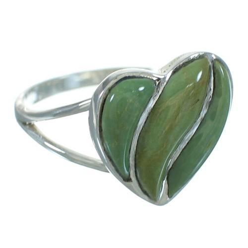 Southwest Turquoise And Genuine Sterling Silver Heart Ring Size 4-3/4 YX69602