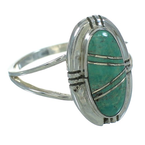 Southwest Sterling Silver And Turquoise Inlay Ring Size 5-1/4 YX69660