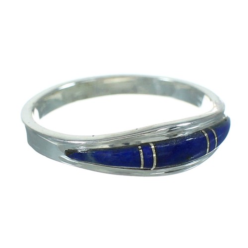 Southwest Sterling Silver Lapis Inlay Ring Size 6-1/4 AX74026