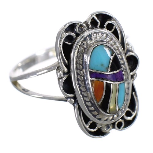 Sterling Silver Southwestern Multicolor Ring Size 8 WX75041