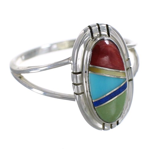 Southwestern Multicolor Genuine Sterling Silver Ring Size 4-3/4 WX75050