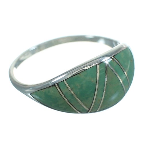 Turquoise Inlay Southwestern Silver Jewelry Ring Size 8 AX80802