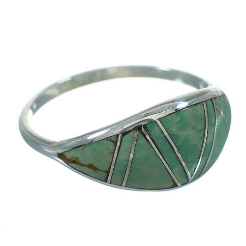 Turquoise Silver Jewelry Southwestern Ring Size 7-1/2 AX80824