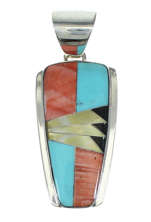 Sterling Silver And Multicolor Inlay Southwest Slide Pendant YX67503