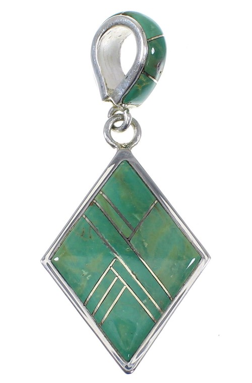 Sterling Silver Southwestern Turquoise Pendant QX78910