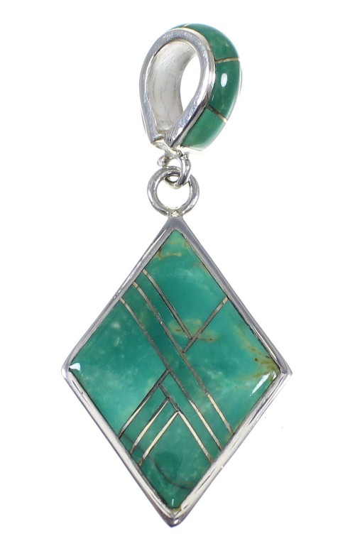 Authentic Sterling Silver Southwestern Turquoise Pendant QX78914