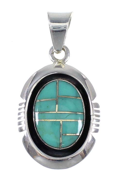 Southwestern Silver Turquoise Pendant QX78921