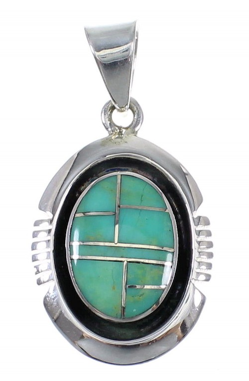 Southwestern Sterling Silver Turquoise Pendant QX78930