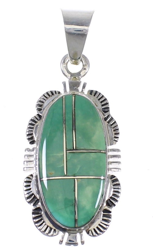 Southwest Genuine Sterling Silver Turquoise Pendant QX78938