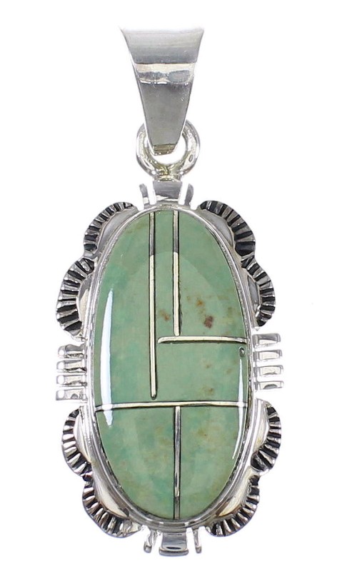 Turquoise Silver Southwestern Pendant QX78944