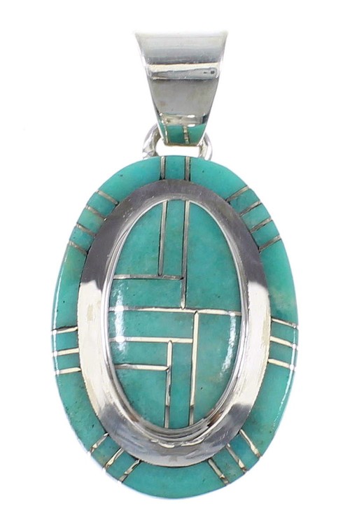 Turquoise Southwestern Genuine Sterling Silver Pendant QX78994